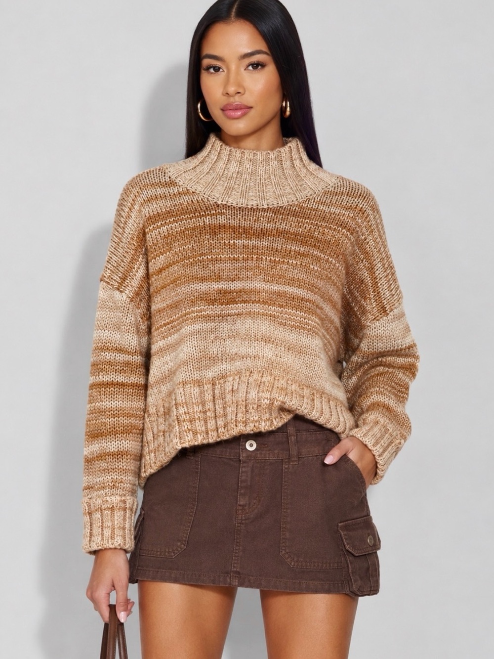 Revolve 525 AMERICA Desert Canyon Space Dyed Mock Neck Sweater Size S